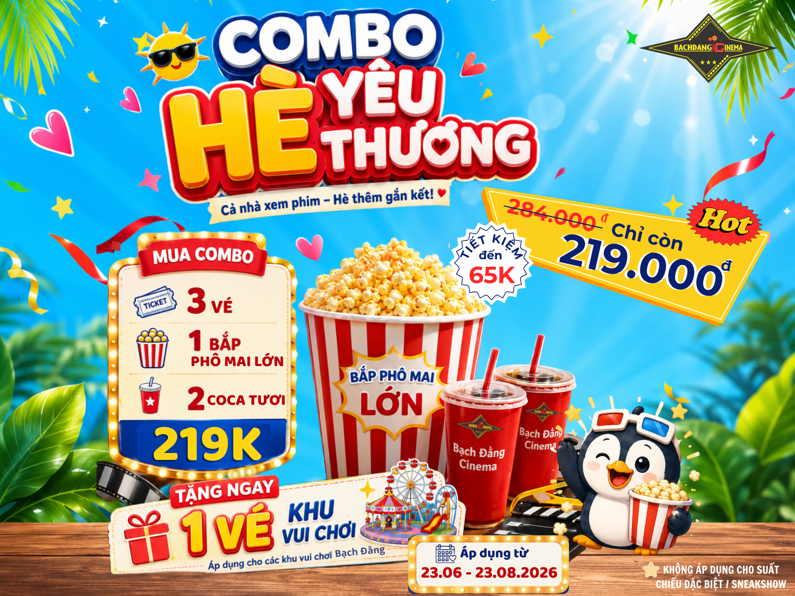 Combo Hè Yêu Thương xem phim cả gia đình chỉ 219K tại Bạch Đằng Cinema