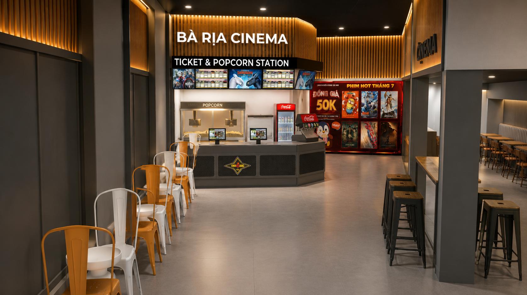 Ghế ngồi và không gian phòng chiếu tại Baria Cinema